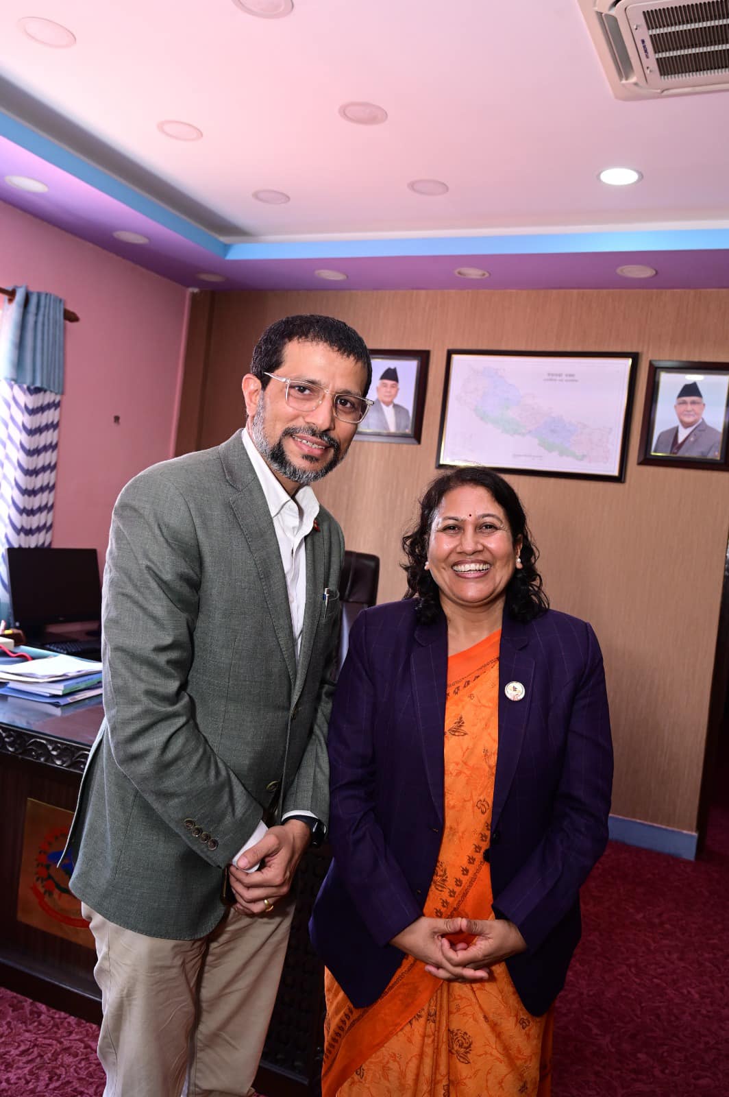 With the Hon. former Minister of Education, Bidhya Bhattarai